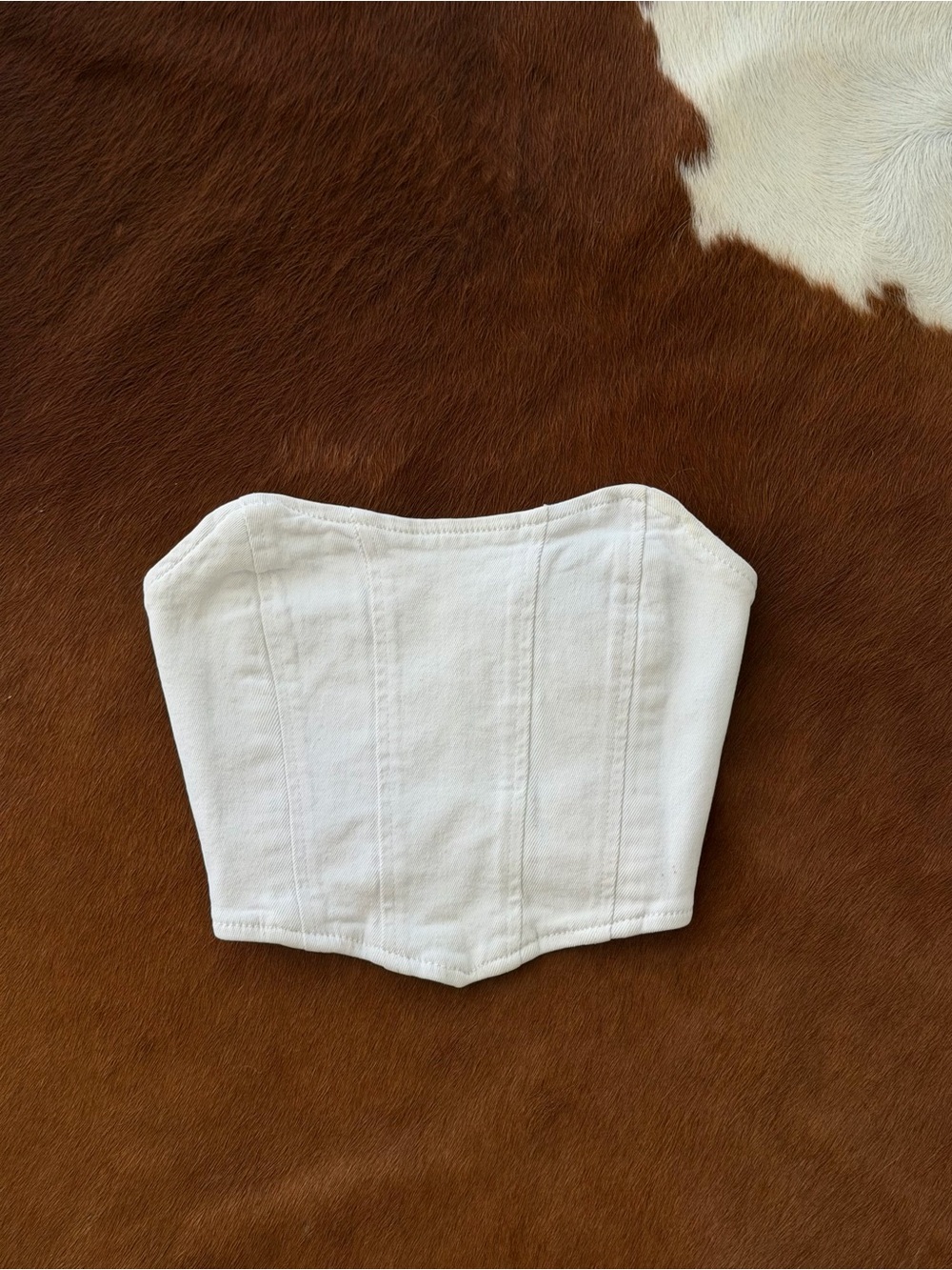 White denim corset top